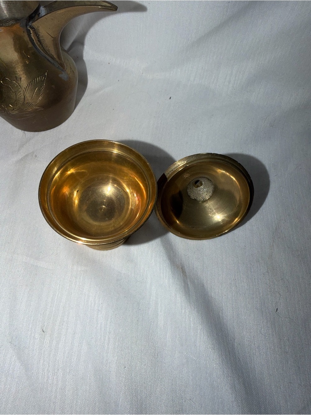 Vintage Etched Brass 3-Piece Coffee Set - Picture 14 of 16